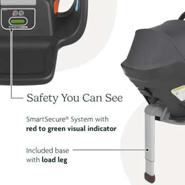 UPPAbaby Mesa Max Infant Car Seat/Base with Load Leg and Robust Infant Insert Included/Innovative Safety Features + Simple Installation/Direct Stroller Attachment/Greyson (Charcoal Mélange)