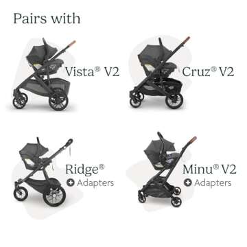 UPPAbaby Mesa Max Infant Car Seat/Base with Load Leg and Robust Infant Insert Included/Innovative Safety Features + Simple Installation/Direct Stroller Attachment/Greyson (Charcoal Mélange)