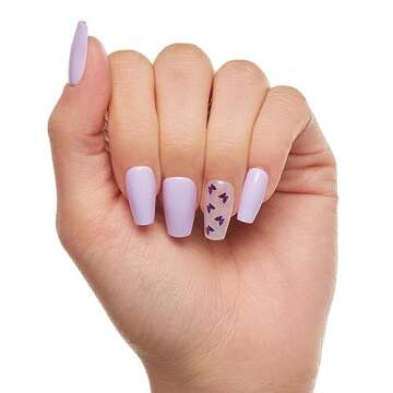 Glamnetic Press On Nails - Mariposa and Purpsicle | Glossy Short Coffin Nails with Salon UV Finish, Reusable Nail Kit with Glue