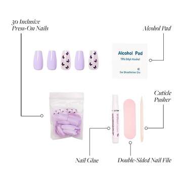 Glamnetic Press On Nails - Mariposa and Purpsicle | Glossy Short Coffin Nails with Salon UV Finish, Reusable Nail Kit with Glue