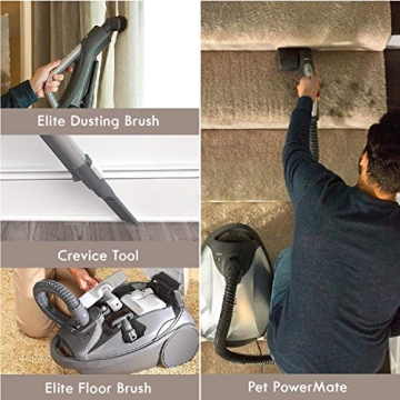 Kenmore 81714 Bundle Ultra Plush Lightweight Bagged Canister Vacuum with Pet PowerMate, HEPA, Extended Telescoping Wand, Retractable Cord, and 3 Cleaning Tools, 700 Series, Gold