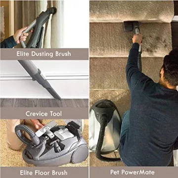 Kenmore 81714 Bundle Ultra Plush Lightweight Bagged Canister Vacuum with Pet PowerMate, HEPA, Extended Telescoping Wand, Retractable Cord, and 3 Cleaning Tools, 700 Series, Gold