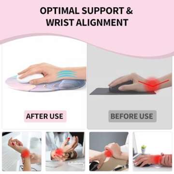 eulps Mouse Pad Wrist Support, Ergonomic Gel Mouse Pad with Wrist Rest, Comfortable Computer Mouse Pad for Laptop, Pain Relief Mousepad with Non-Slip PU Base (Cyan Pink Marble)