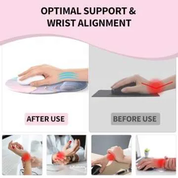 eulps Mouse Pad Wrist Support, Ergonomic Gel Mouse Pad with Wrist Rest, Comfortable Computer Mouse Pad for Laptop, Pain Relief Mousepad with Non-Slip PU Base (Cyan Pink Marble)