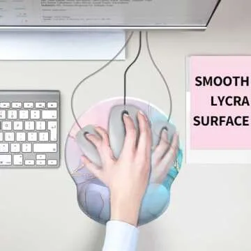 eulps Mouse Pad Wrist Support, Ergonomic Gel Mouse Pad with Wrist Rest, Comfortable Computer Mouse Pad for Laptop, Pain Relief Mousepad with Non-Slip PU Base (Cyan Pink Marble)