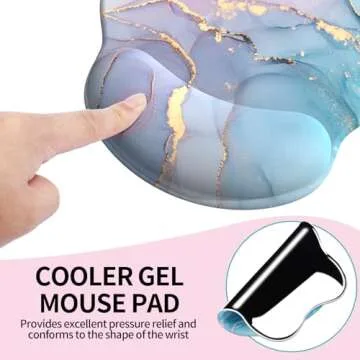 eulps Mouse Pad Wrist Support, Ergonomic Gel Mouse Pad with Wrist Rest, Comfortable Computer Mouse Pad for Laptop, Pain Relief Mousepad with Non-Slip PU Base (Cyan Pink Marble)