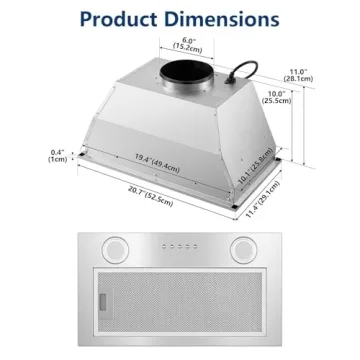 JOEAONZ 20 Inch Range Hood with 5-layer Mesh Filter