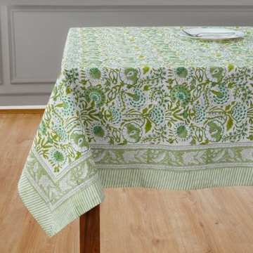 CPC Tablecloth 100% Cotton 60x60 Inch Indian Block Print Square Table Cover, Table Cloth for Wedding...