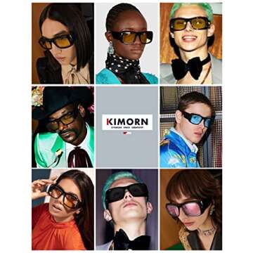 kimorn Sunglasses for Women Men Trendy Retro Fashion Sun Glasses 90’s Vintage Y2K Oversize Square ...