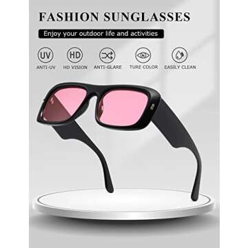 kimorn Sunglasses for Women Men Trendy Retro Fashion Sun Glasses 90’s Vintage Y2K Oversize Square Frame Shades K1337 (Black Pink)