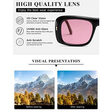 kimorn Sunglasses for Women Men Trendy Retro Fashion Sun Glasses 90’s Vintage Y2K Oversize Square Frame Shades K1337 (Black Pink)