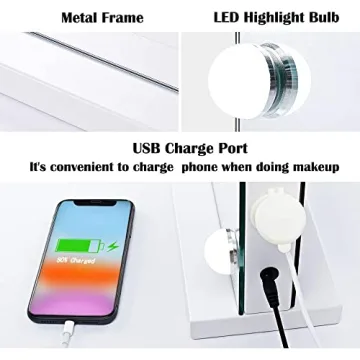 Despful Vanity Mirror with Lights and 10X Lens for Makeup