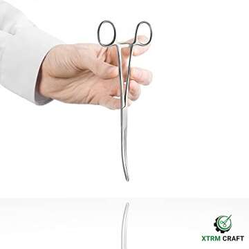 XTRM CRAFT Pean Hemostat Curved 10" Multipurpose Locking Tweezer Clamps Serrated, Stainless Steel, Hemostats for Nurses, Fishing Forceps, Crafts and Hobby