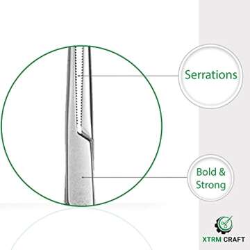 XTRM CRAFT Pean Hemostat Curved 10" Multipurpose Locking Tweezer Clamps Serrated, Stainless Steel, Hemostats for Nurses, Fishing Forceps, Crafts and Hobby