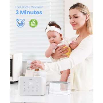 LAREX Double Bottle Warmer, 11-in-1 Fast Baby Bottle Warmer for Breastmilk and Formula, with Timer, ...