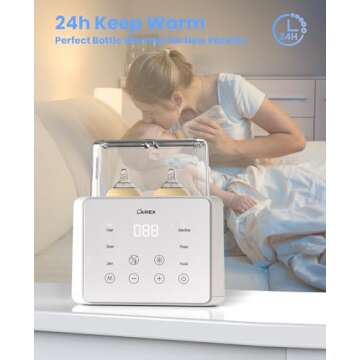 LAREX Double Bottle Warmer, 11-in-1 Fast Baby Bottle Warmer for Breastmilk and Formula, with Timer, Fits 2 Bottles, Accurate Temp Control, Milk Warmer with Thaw, Steri-lizing, Keep Warm, Heat Food