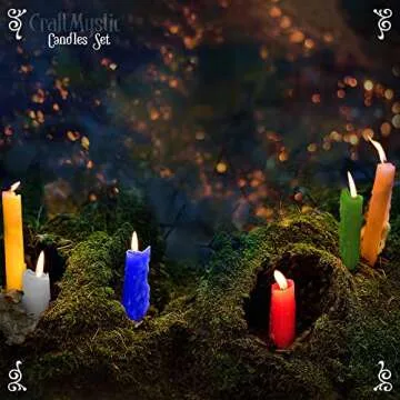 36 Colored Mini Candle Sticks and 6 Holders - Witchcraft Spell Supplies for Altar, Meditation, Healing