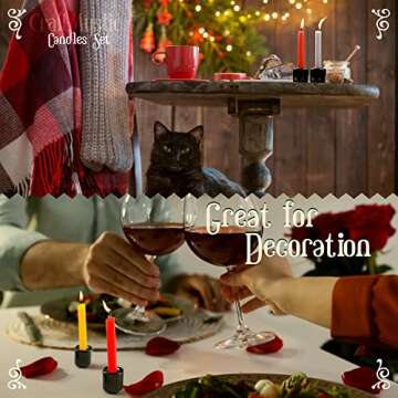 36 Colored Mini Candle Sticks and 6 Holders - Witchcraft Spell Supplies for Altar, Meditation, Healing