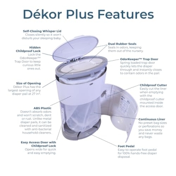 Hands-Free Dekor Plus Diaper Pail for Busy Parents