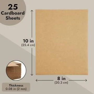 Juvale Corrugated Cardboard Sheets, 8x10 Flat Card Boards Inserts for Crafts, Packing, Shipping, Moving, Mailing, DIY Art Projects, Classroom Supplies (2mm Thick) - 25 Pack