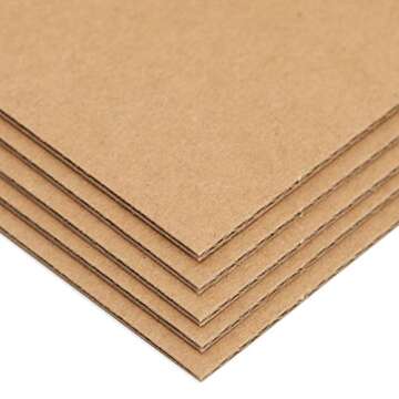 Juvale Corrugated Cardboard Sheets, 8x10 Flat Card Boards Inserts for Crafts, Packing, Shipping, Moving, Mailing, DIY Art Projects, Classroom Supplies (2mm Thick) - 25 Pack