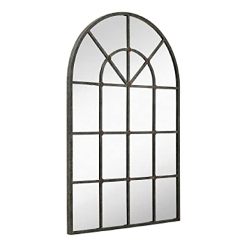 Hamilton Hills Metal 28x42 inch Classic Glass, Iron Arched Top Mirror | Large Decorative Window Mirr...
