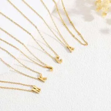 BAYLAY Gold Initial Necklace for Women, Gold Letter Tiny A Layered Initial Pendant Layered Necklace Simple Cute Personalized Name Layered Gold Necklace Gold Jewelry for Women