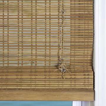 ARLO BLINDS Sheer Bamboo Roman Shades with Valance - Tuscan, 45" W x 74" H - Light Filtering Cordless Blinds for Interior Windows - Real Natural Bamboo Material - Mounting Hardware Included