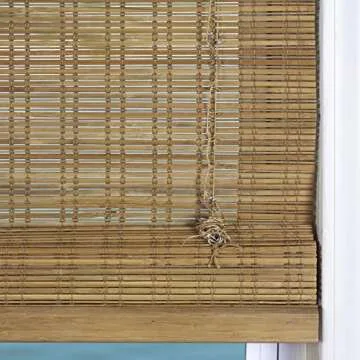 ARLO BLINDS Sheer Bamboo Roman Shades with Valance - Tuscan, 45" W x 74" H - Light Filtering Cordless Blinds for Interior Windows - Real Natural Bamboo Material - Mounting Hardware Included