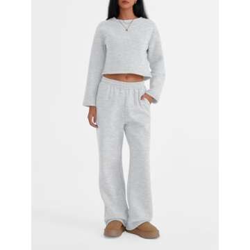 Trendy Queen Sweatsuits Women 2 Piece Outfits Lounge Matching Sets Comfy Clothing Two Piece Sweat Se...