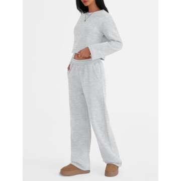 Trendy Queen Sweatsuits Women 2 Piece Outfits Lounge Matching Sets Comfy Clothing Two Piece Sweat Set Tracksuits Fashion 2025 Grey L