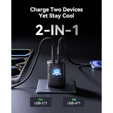 INIU USB C Charger, 30W PD QC 3.0 Dual Port Fast Charging Type C Charger Block with 5 ft USB-C Cable, USB C Wall Charger with Foldable Plug for iPhone 16 15 14 13 Pro Max Samsung S23 S22 AirPods