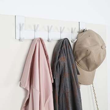 SKOLOO Over The Door Hook White, Door Coat Rack for Entryway, Over Door Towel Hook for Bathroom, Sta...