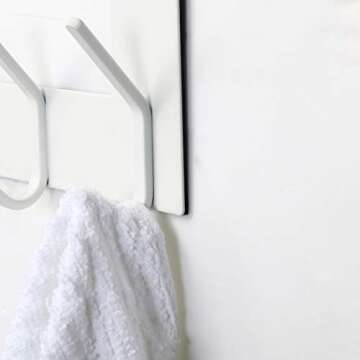 SKOLOO Over The Door Hook White, Door Coat Rack for Entryway, Over Door Towel Hook for Bathroom, Stainless Steel Door Coat Hook for Hanging Backpack, Jacket, Robes, Purse