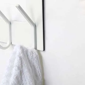 SKOLOO Over The Door Hook White, Door Coat Rack for Entryway, Over Door Towel Hook for Bathroom, Stainless Steel Door Coat Hook for Hanging Backpack, Jacket, Robes, Purse