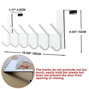SKOLOO Over The Door Hook White, Door Coat Rack for Entryway, Over Door Towel Hook for Bathroom, Stainless Steel Door Coat Hook for Hanging Backpack, Jacket, Robes, Purse