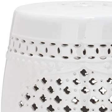 Safavieh Moroccan Quatrefoil Ceramic Decorative Garden Stool, White