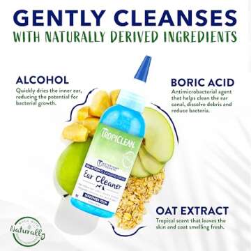 TropiClean Dog Ear Cleaner for Cats and Dogs, 4oz
