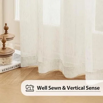FMFUNCTEX Linen Blend Sheer Curtains for Living Room