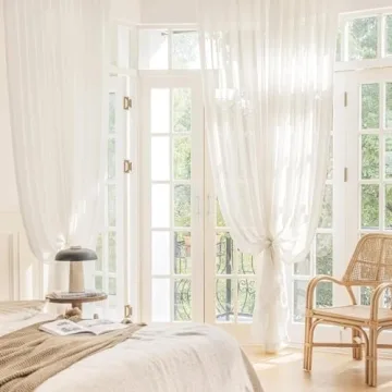 FMFUNCTEX Linen Blend Sheer Curtains for Living Room