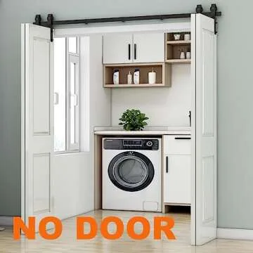 CCJH 5FT/60'' Bi-Folding Barn Door Hardware Sliding Track kit Heavy Duty for 4 Doors(No Wood Door，...