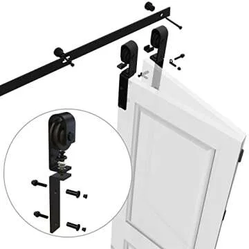 CCJH 5FT/60'' Bi-Folding Barn Door Hardware Sliding Track kit Heavy Duty for 4 Doors(No Wood Door，Hardwware Only)
