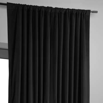 HPD Half Price Drapes Signature Velvet Thermal Blackout Curtains for Living Room 120 Inch Long (1 Panel) Rod Pocket Insulated Blackout Curtains for Bedroom Window Curtains, 100W x 120L, Black