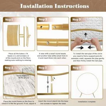 6.6FT Balloon Arch Stand Metal Round Backdrop Stand Circle Balloon Arch Frame Wedding Arches with Storage Bag for Ceremony Birthday Party Baby Shower Decoration