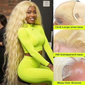 XFJT 613 13x6 Lace Front Wig Human Hair 613 Lace Front Wig Human Hair Body Wave Blonde Lace Front Wigs Human Hair for Women 200 Density Natural Hairline with Baby Hair(30Inch)