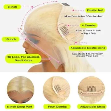 XFJT 613 13x6 Lace Front Wig Human Hair 613 Lace Front Wig Human Hair Body Wave Blonde Lace Front Wigs Human Hair for Women 200 Density Natural Hairline with Baby Hair(30Inch)