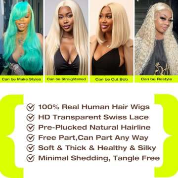 XFJT 613 13x6 Lace Front Wig Human Hair 613 Lace Front Wig Human Hair Body Wave Blonde Lace Front Wigs Human Hair for Women 200 Density Natural Hairline with Baby Hair(30Inch)