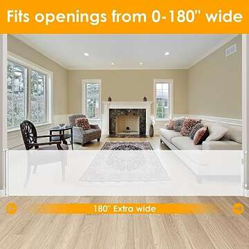 180 Inch Extra Wide Retractable Baby Gates for Pets and Children