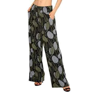 Urban CoCo Women's Boho Palazzo Pants - Wide Leg, High Waisted, Stylish with Pockets