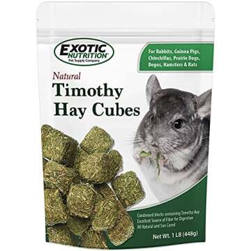 Timothy Hay Cubes 1 lb - 100% All Natural, High Fiber, Sun Cured Timothy Grass Food & Treat - Rabbit...